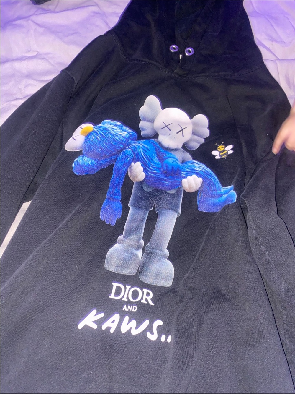 Dior Black Hoodie with Blue KAWS Graphic - Picture 2 of 4